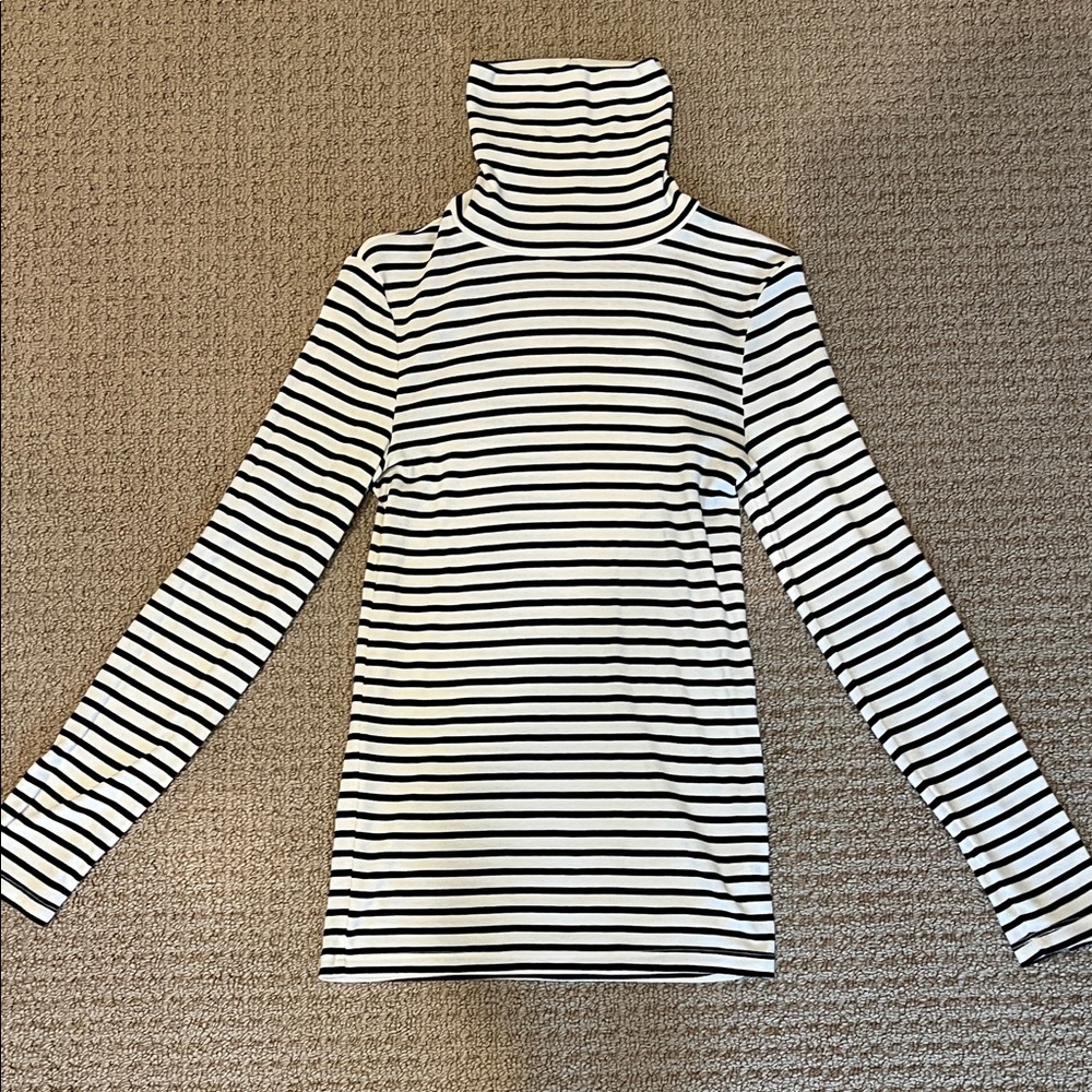 7 For All Mankind Black and White Striped Long Sleeve Top